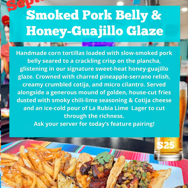 September and October Smoked Pork Belly & Honey-Guajillo Glaze