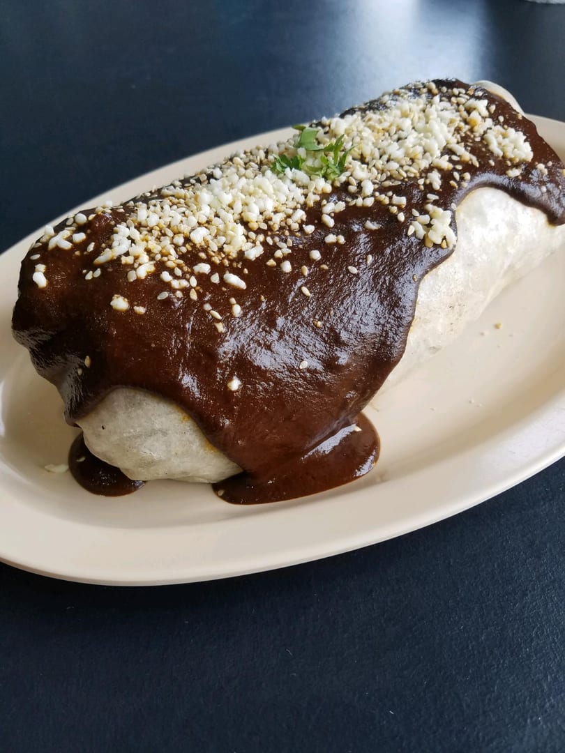 La Sucia burrito with mole